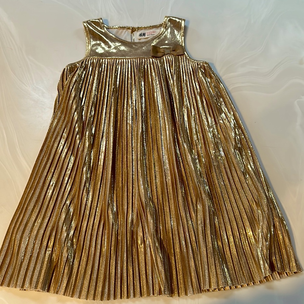 H&M metallic gold toddler dress 2-4Y AMAZING DRESS!